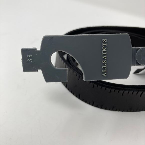 Allsaints Black Embossed Anthracite Leather Belt Size 38 AS400028 - Picture 5 of 8